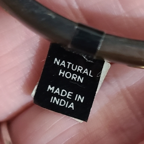 Vtg horn brass bracelet nwt inlay natural vintage estate bohemian boho - Picture 4 of 7